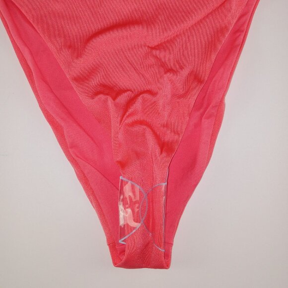 ASOS Design Women's High Leg High Waist Bikini Bottom Size 4 Coral Shimmer Swim - Picture 3 of 9